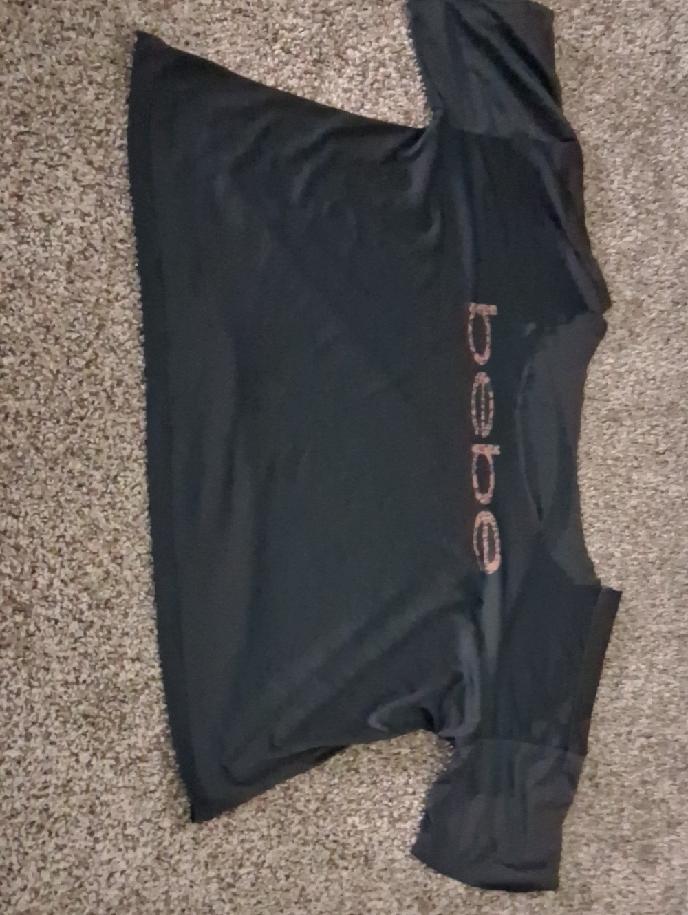 bebe Black Short Sleeve Tee with Sparkle Logo